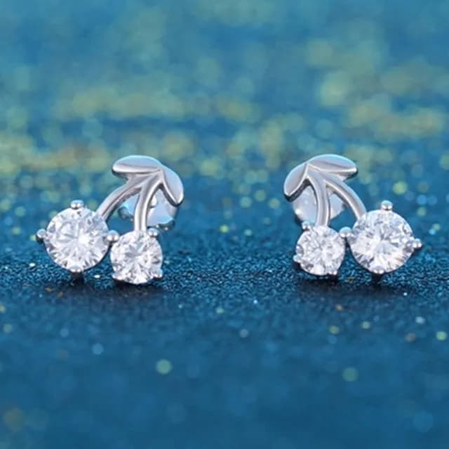 【米蘭精品】現貨+預購 耳環鑲鑽流行銀飾品(精緻甜美小櫻桃優質七夕情人節生日聖誕節交換禮物73ac97)