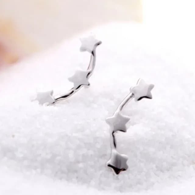 【米蘭精品】現貨+預購 耳環耳針式流行銀飾品(簡約連排五角星七夕情人節生日聖誕節交換禮物73ac26)