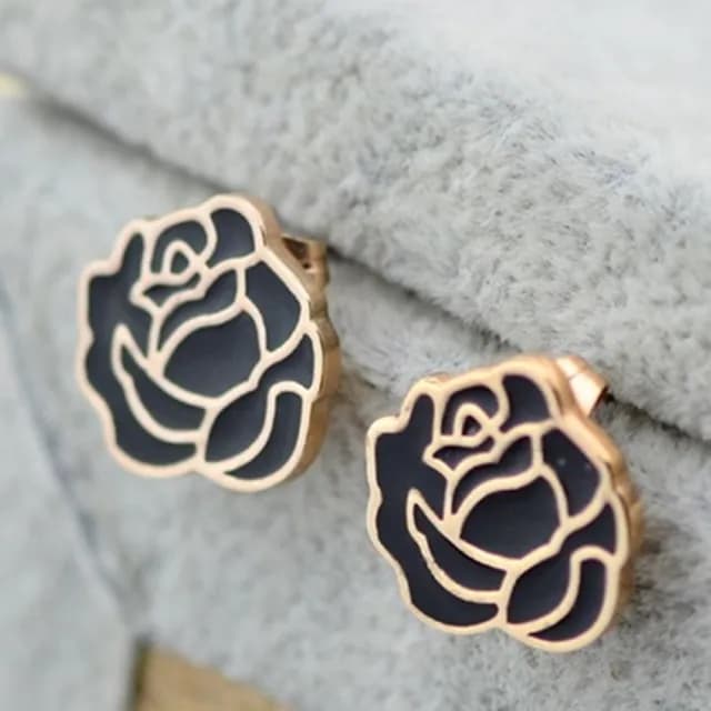 【米蘭精品】現貨+預購 玫瑰金耳環流行飾品(精美時尚茶花母親節生日情人節聖誕節交換禮物2色71at44)