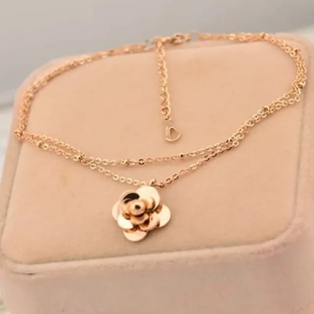 【米蘭精品】現貨+預購 玫瑰金腳鍊流行飾品(立體山茶花時尚精美母親節生日情人節聖誕節交換禮物71ak36)