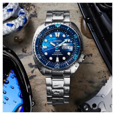 【SEIKO 精工】Prospex PADI陶瓷圈海龜王潛水機械錶-藍x銀/45mm 雙12限定(SRPK01K1/4R36-06Z0F)