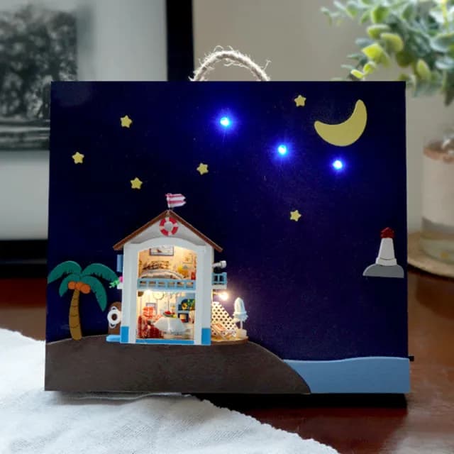 【半島良品】DIY手做創意四時風物詩小屋壁畫(天予畢業禮物 聖誕禮物 生日禮物 小夜燈)