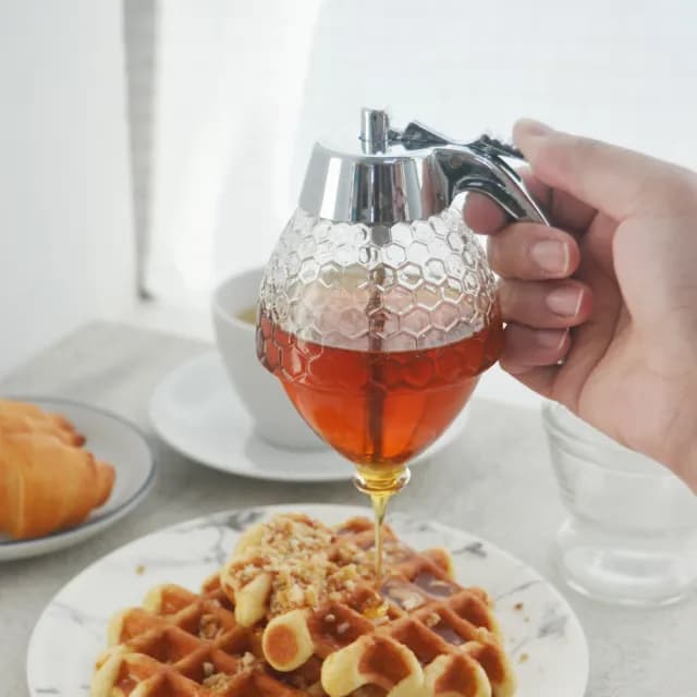 【享樂思】台灣製 玻璃蜂巢造型蜂蜜罐(餐具 廚具 玻璃 日本餐具)