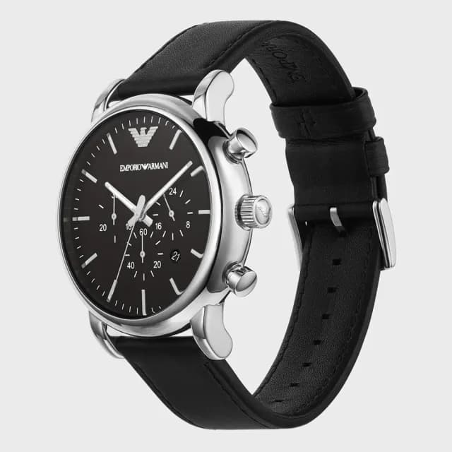 【EMPORIO ARMANI】Classic 三眼計時皮帶手錶-46mm 禮物 送禮 推薦(AR1828)