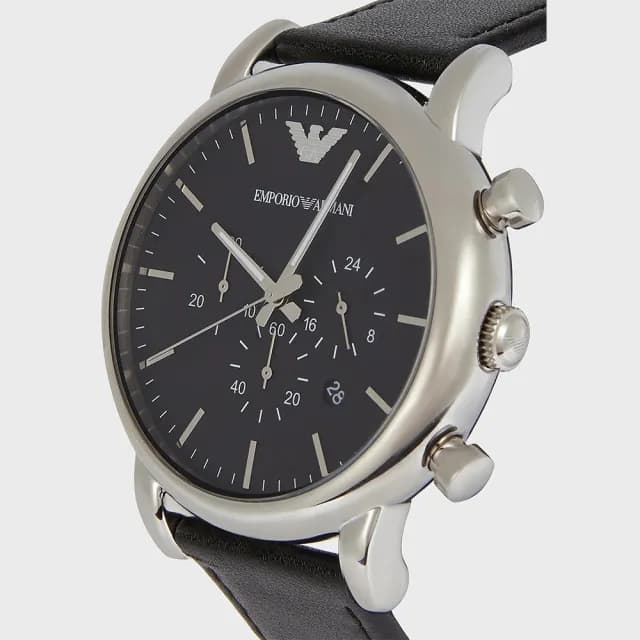 【EMPORIO ARMANI】Classic 三眼計時皮帶手錶-46mm 禮物 送禮 推薦(AR1828)