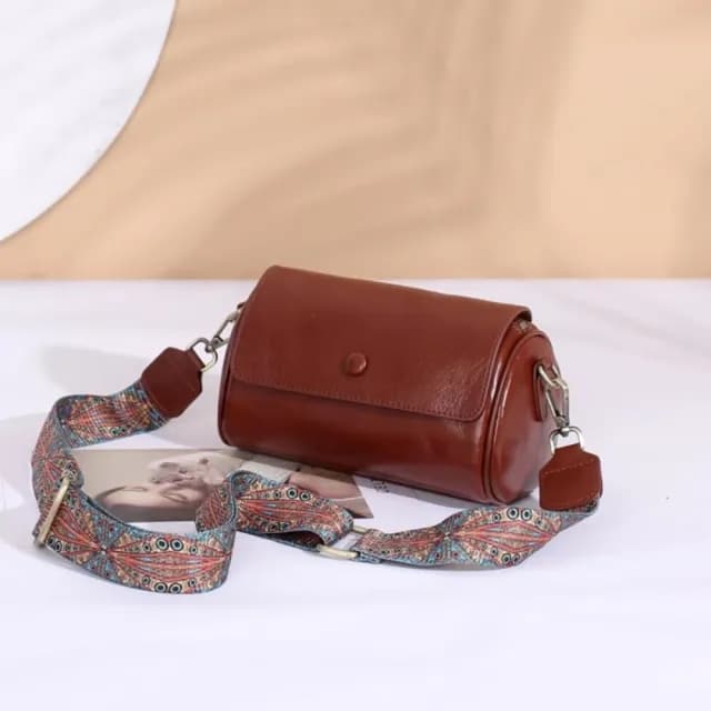 【巴黎精品】情人節禮物 真牛皮側背包真皮革單肩背包托特包手提包隨身女包包(寬肩帶牛皮圓筒小巧6色a1ce10)