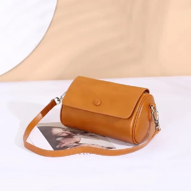 【巴黎精品】情人節禮物 真牛皮側背包真皮革單肩背包托特包手提包隨身女包包(寬肩帶牛皮圓筒小巧6色a1ce10)