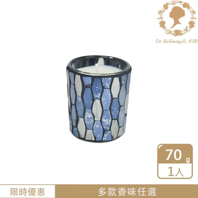 【EU_BIO】手工製作黑金馬賽克香薰蠟燭套組 1入/70G(大豆蠟、香奈兒、交換禮物)