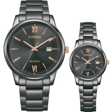【CITIZEN 星辰】光動能情侶手錶 對錶-黑 520禮物 送禮 男錶(BM6976-72E+EW2316-79E)