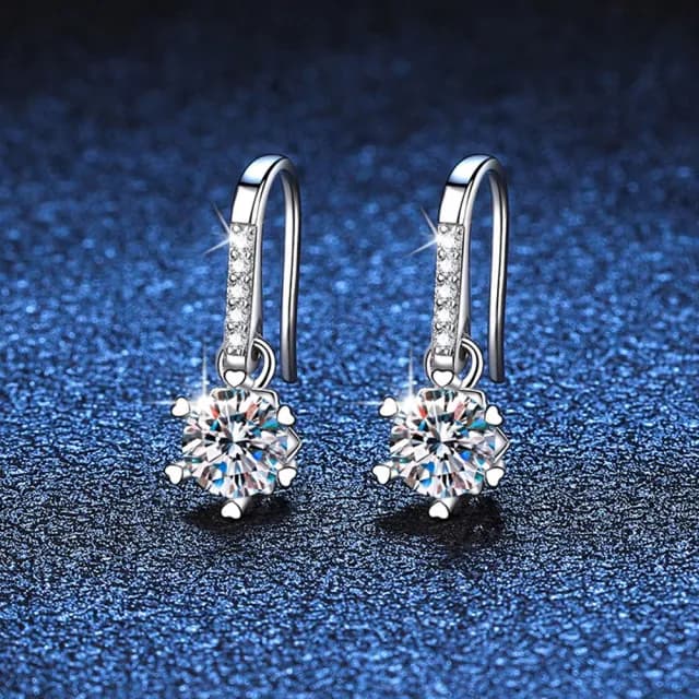 【巴黎精品】現貨+預購 莫桑石耳環925純銀耳針(0.5ctD色雪花耳勾女飾品a1co46)