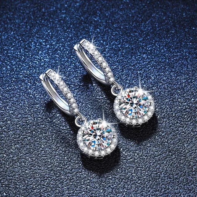 【巴黎精品】現貨+預購 莫桑石耳環925純銀耳針(1ct圓包經典耳圈女飾品a1co94)