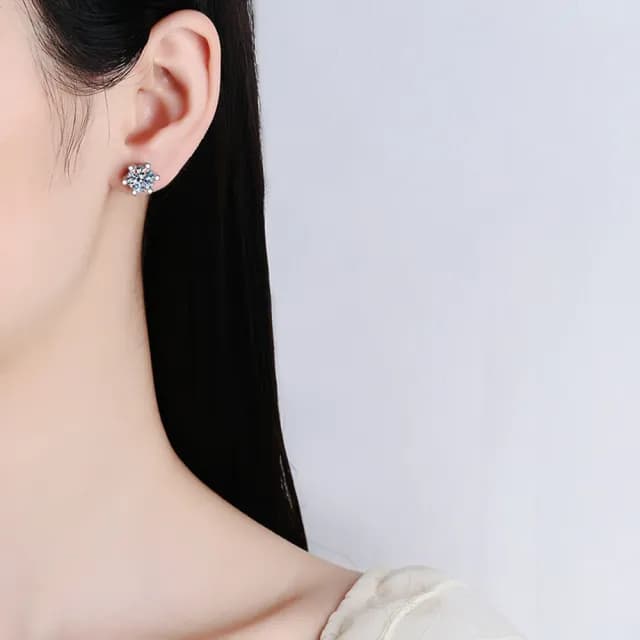 【巴黎精品】現貨+預購 莫桑石耳環925純銀耳針(1克拉D色六爪滿鑽女飾品a1co68)