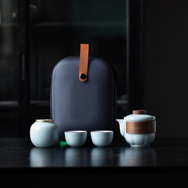 【美味好伙伴】悠遊旅行茶具組 汝窯 哥窯 露營 野餐(茶具 茶壺 茶杯 茶倉 茶葉罐 爬山 健走)
