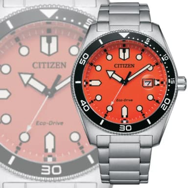 【CITIZEN 星辰】GENTS 光動能 復古玩色 運動風 男錶-橘色 畢業禮物 送禮 推薦(AW1760-81X)