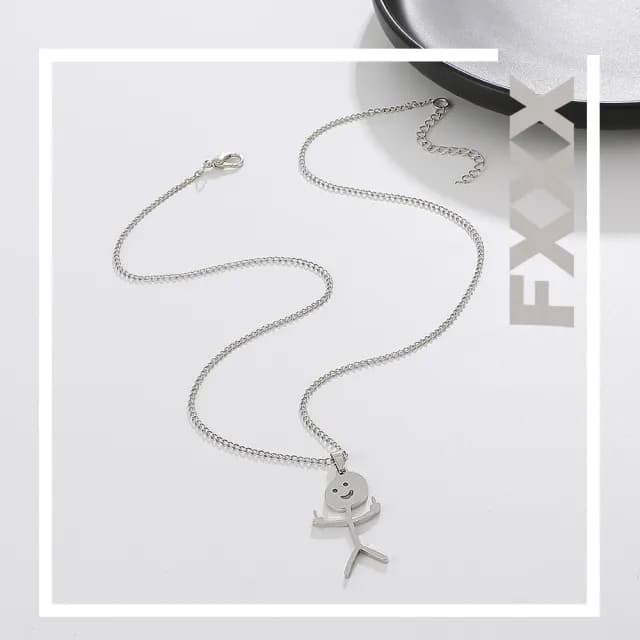 【搞笑有趣】趣味火柴造型項鍊(不鏽鋼材質 嘻哈 中性 男生 女生 塗鴉 情人節 生日禮物 頸鍊 復古)