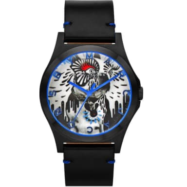 【Marc Jacobs】Holiday Henry 塗鴉藝術沙皮狗手錶-黑/40mm 禮物 送禮 推薦(MBM8622)