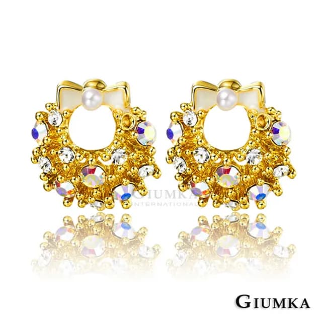 【GIUMKA】耳環．聖誕小花圈．耳針式．白(情人節禮物．送禮)