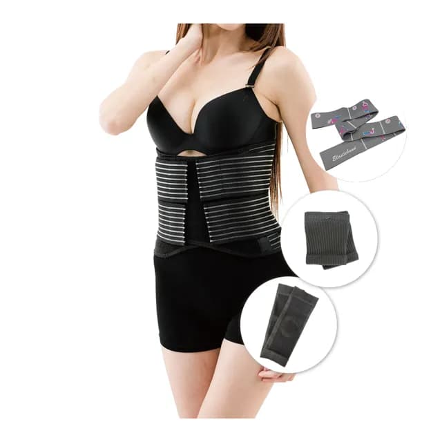 【菁炭元素】MIT竹炭17%舒適提昇護腰帶(超值贈護膝+護腕+拉力帶/父親節禮物/可調式/有效支撐/透氣不悶熱)