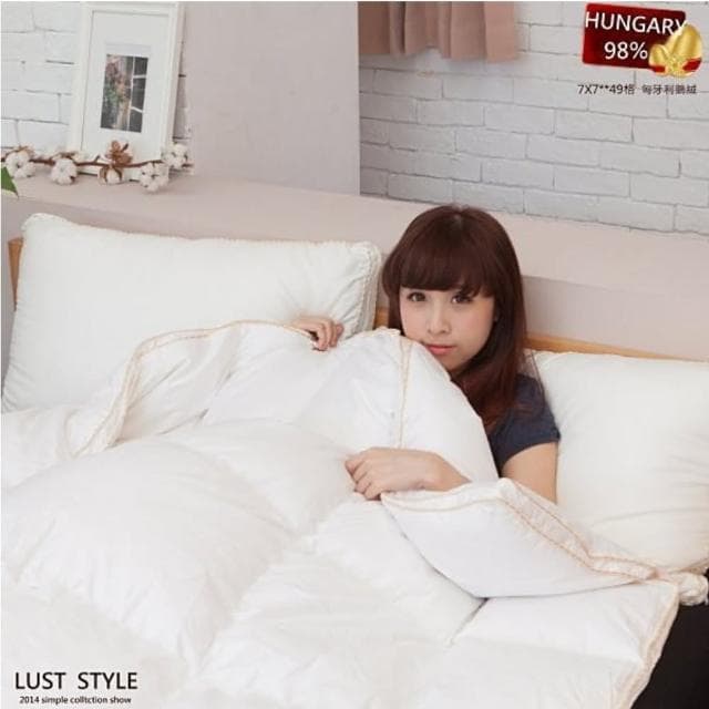 【Lust 生活寢具】《98D鵝絨被匈牙利產5X7呎 1公斤》二代升級版、80支紗布、台灣生產(無)
