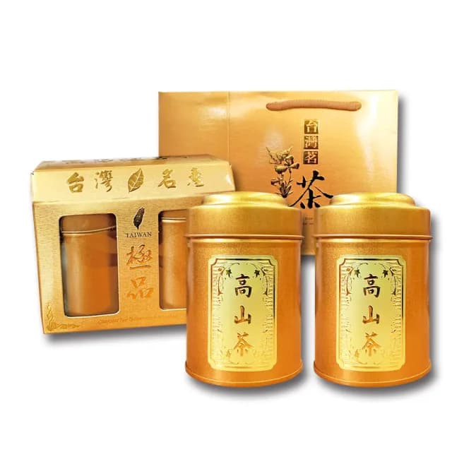【名池茶業】二兩灑金茶葉禮盒-高山烏龍75gx2罐x4盒(共1斤)