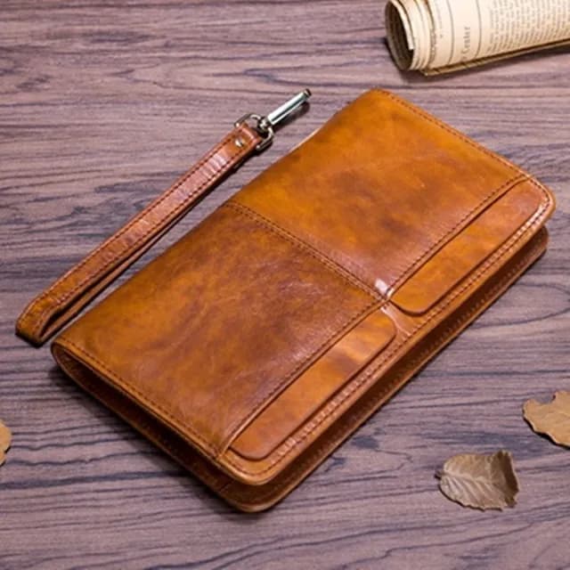 【米蘭精品】父親節禮物 真皮公事包手提包真皮革手拿包側背包(休閒復古大容量長款男包包2色73lu26)