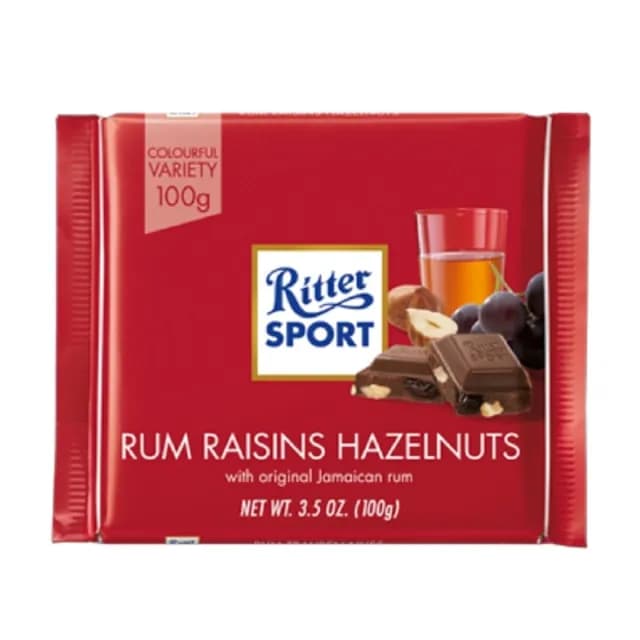 【Ritter Sport】力特律動可可製品100g(蘭姆味葡萄乾榛果)