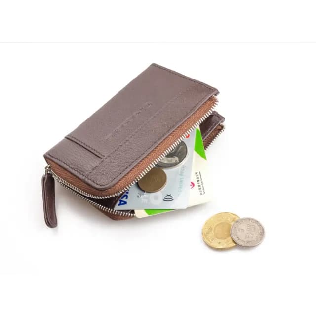 【Crocodile】雙11 鱷魚皮件 荔紋系列 真皮 1卡 零錢包 拉鍊零錢袋 0103-08004(真皮包包 荔紋系