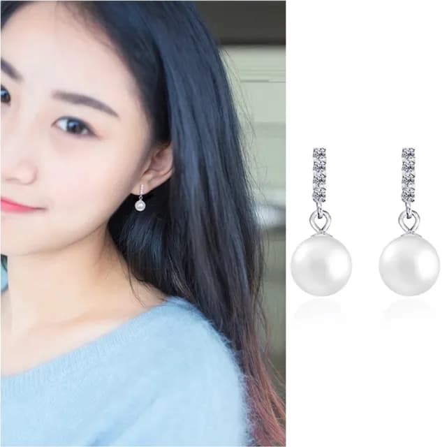 【Emi 艾迷】美好晨光優雅鋯石珍珠 925銀針 耳環