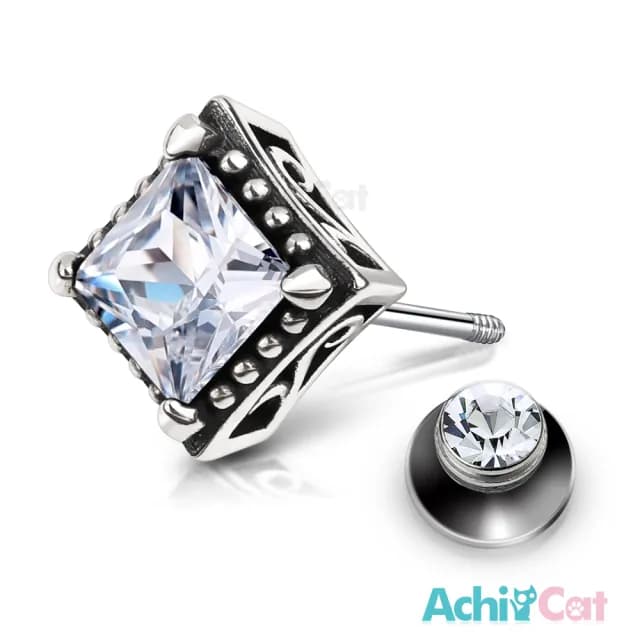 【AchiCat】純銀耳環．栓扣式．耳針．方形(送朋友．白色情人節禮物)