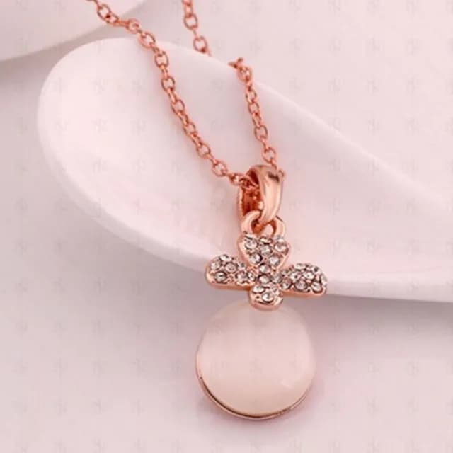 【米蘭精品】現貨+預購 玫瑰金項鍊貓眼石吊墜(時尚鑲鑽精緻飾品母親節情人節生日聖誕節交換禮物73ce46)