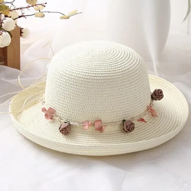 【米蘭精品】現貨+預購 草帽防曬遮陽翻邊帽(優雅氣質貝殼花環女帽子母親節禮物3色73rp129)