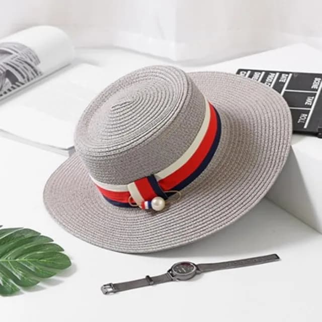 【米蘭精品】現貨+預購 草帽防曬遮陽平頂帽(戶外渡假時尚個性女帽子母親節禮物5色73rp52)