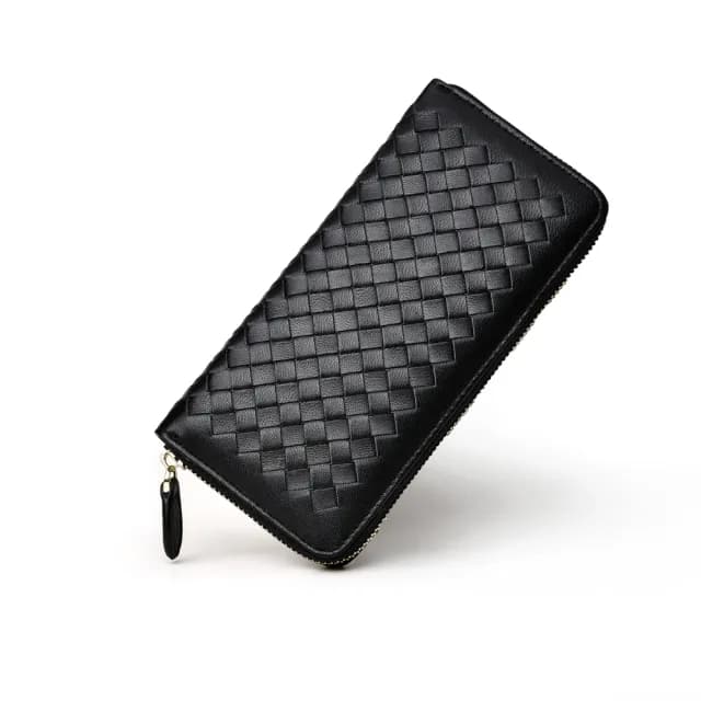 【玩皮工坊】 羊皮編織多隔層女士皮夾長夾錢包KN06(7色可選)