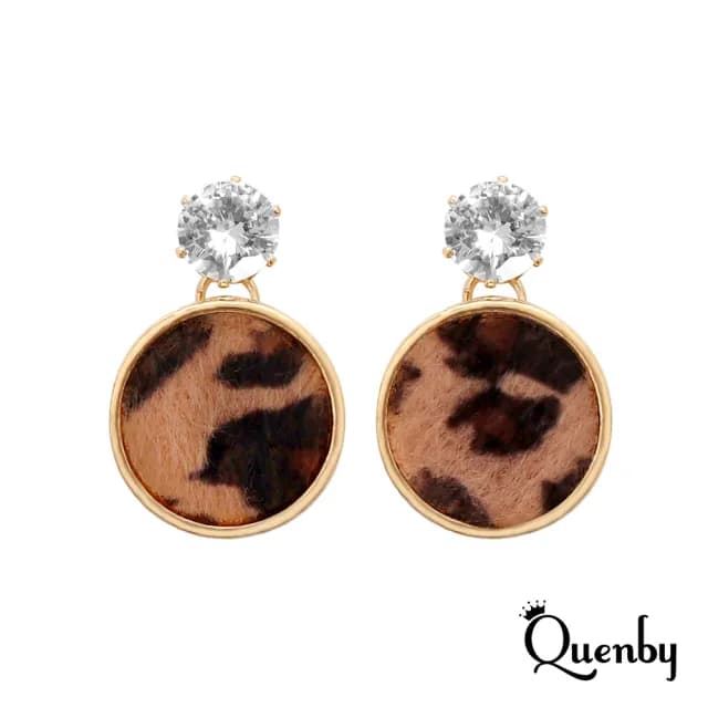 【Quenby】時尚秋冬豹紋閃鑽百搭毛絨耳環/耳針(耳針/飾品/配件) - momo購物網 - 好評推薦 -