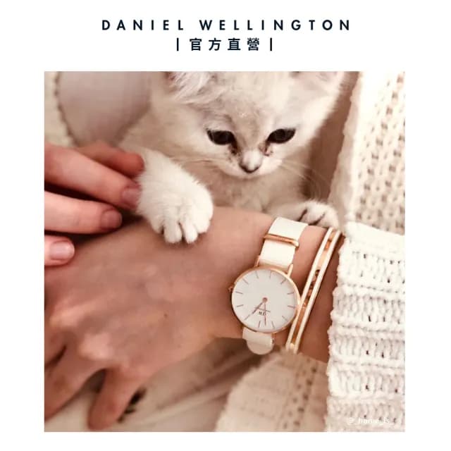 【Daniel Wellington】DW 手錶  Petite Dover 28mm純淨白織紋錶-玫瑰金框(DW00100313)