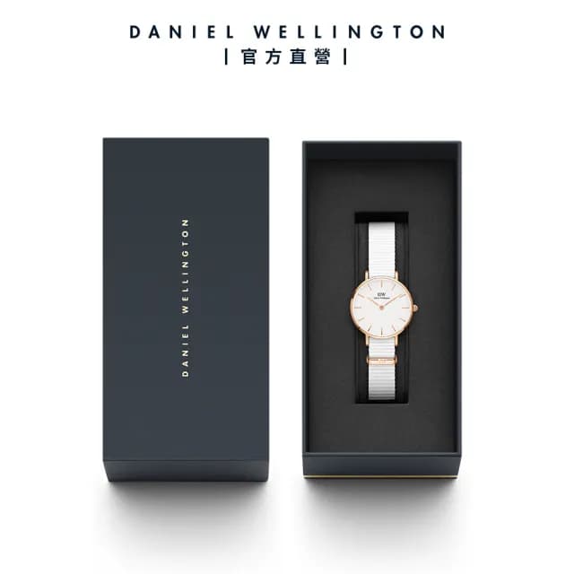 【Daniel Wellington】DW 手錶  Petite Dover 28mm純淨白織紋錶-玫瑰金框(DW00100313)
