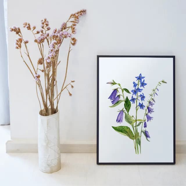 【菠蘿選畫所】風鈴草花束-42x60cm(畫/花/下午茶掛畫/家居佈置/洗手間裝飾/植栽植物)