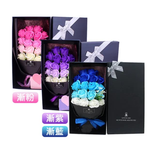 【VENCEDOR】18朵香皂玫瑰花束(浪漫送禮必買首選 玫瑰花束 情人節花束 生日花束 週年紀念-1入)