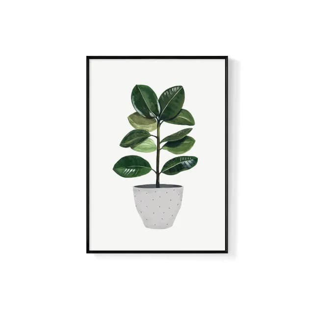 【菠蘿選畫所】盆栽意趣 – 橡膠樹-50x70cm(畫/植物/餐桌佈置/拍照道具/咖啡廳/客廳)