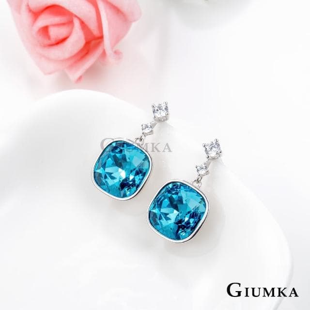 【GIUMKA】新年禮物．純銀耳環．採施華洛世奇水晶元素(藍色)