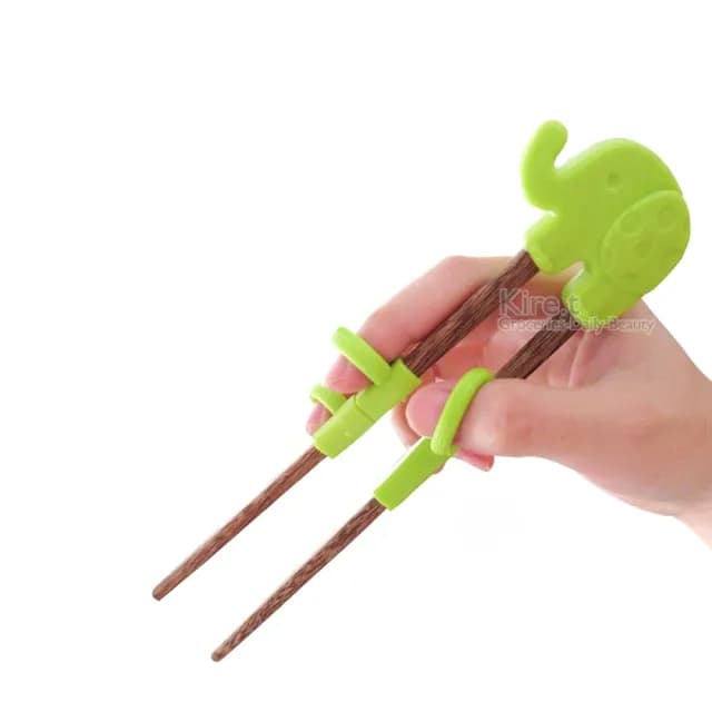 【kiret】兒童專用學習筷-寶寶餐具筷子 兒童早教訓練筷 實木立體卡通造型-附贈收納盒-藍(學習筷)