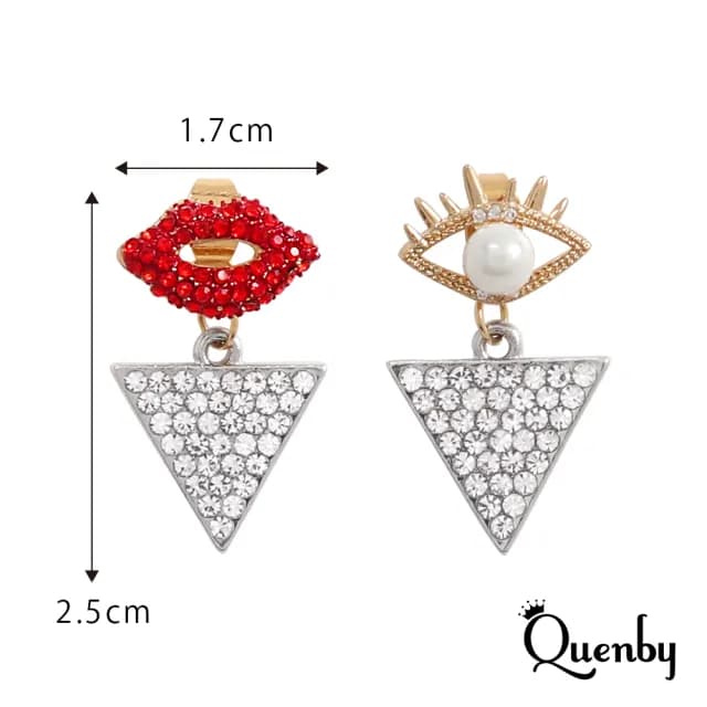 【Quenby】貝殼珍珠點綴個性款不對稱耳環/耳針(耳針/飾品/配件) - momo購物網 - 好評推薦 -