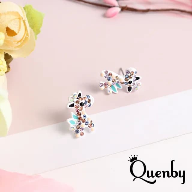 【Quenby】925純銀 彩鑽小馬偽少女心耳環/耳針(耳環/配件/交換禮物) - momo購物網 - 好評推薦 -