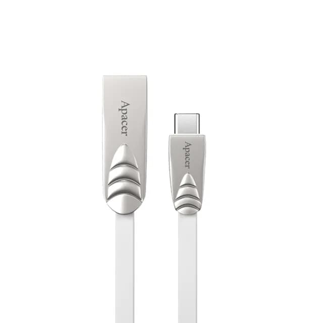 【Apacer 宇瞻】DC112 Type-C to USB2.0 1米傳輸扁線-白(Type-C DC112 Apacer)