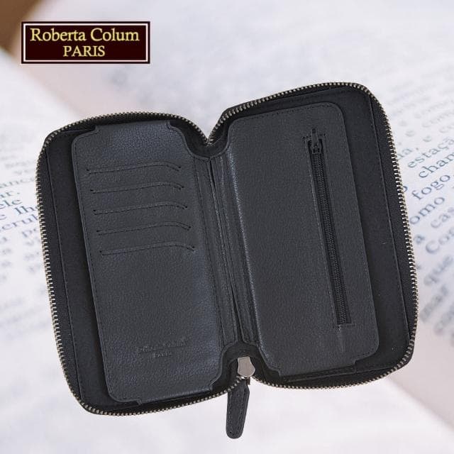 【Roberta Colum】母親節禮物 諾貝達專櫃男用長夾 進口牛皮 手機護照夾(黑色 67811-1)