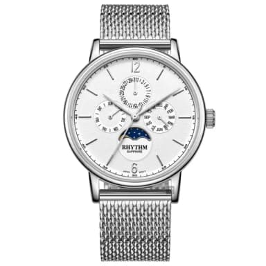 【RHYTHM 麗聲】日月相日期手錶-42mm 送禮 禮物 推薦(FI1608S01)