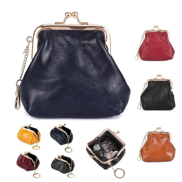 【玩皮工坊】雙11 真皮頭層油蠟牛皮復古女士口金零錢包硬幣包口紅包女夾LH681(真皮包包 8款可選