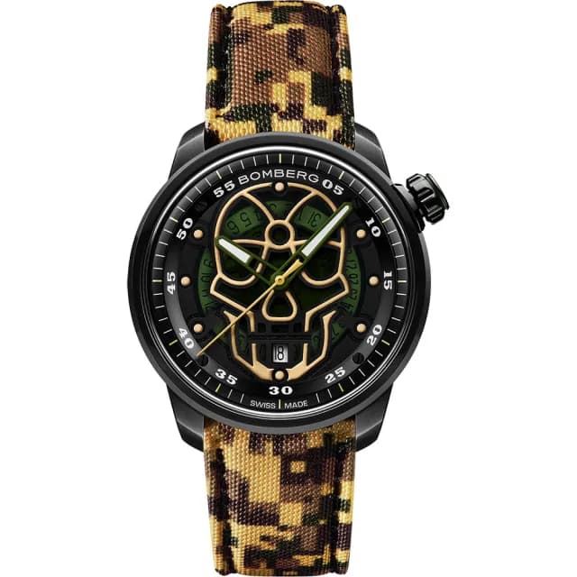 【BOMBERG】炸彈錶BB-01 系列軍綠迷彩骷髏頭限量機械錶-43mm 送禮 禮物 推薦(CT43APBA.23-4.11)