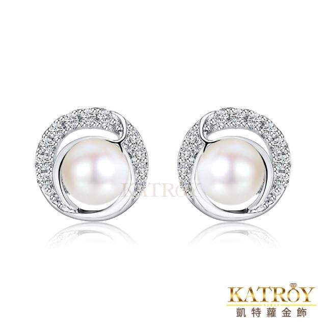 【KATROY】天然珍珠．純銀耳環． 生日． 生日禮物． FG9081(4.0 - 4.5 mm)