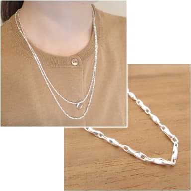 【海洋盒子】50-60cm.2.2mm寬.立體細元寶鍊.中長項鍊《S990純銀》(S990中長項鍊.男女皆可)